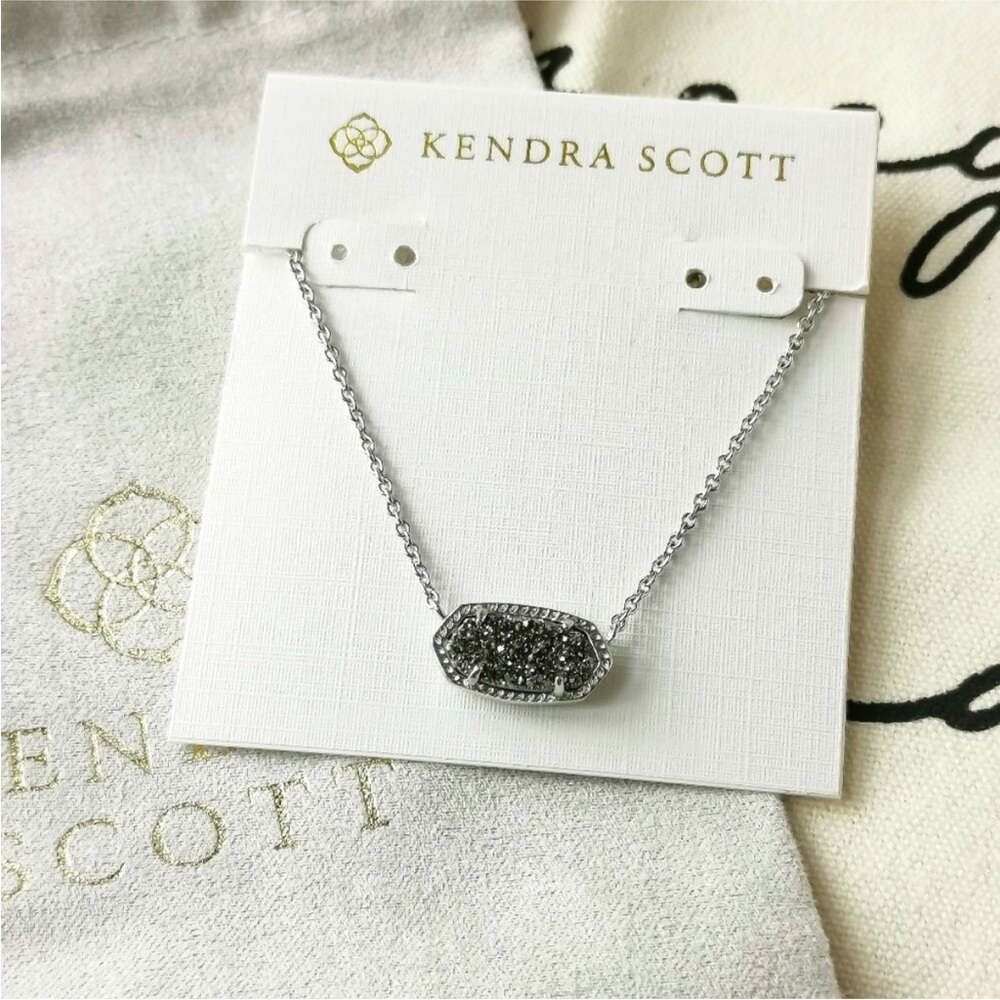 Kendra Scott Elisa Pendant Necklace in Platinum Dusty Silver NWOT